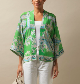 Two's Company Handkerchief Short Kimono Green One Size