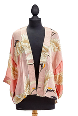 Two's Company Pink Heron Short Kimono
