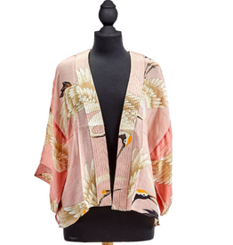 Two's Company Pink Heron Short Kimono