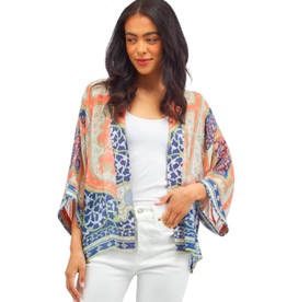 Two's Company Indian Summer Short Kimono Blue One Size