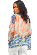 Two's Company Indian Summer Short Kimono Blue One Size