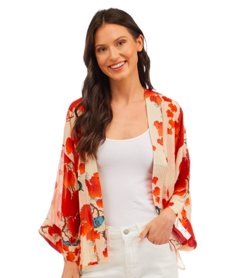 Two's Company Blossom Branch Short Kimono