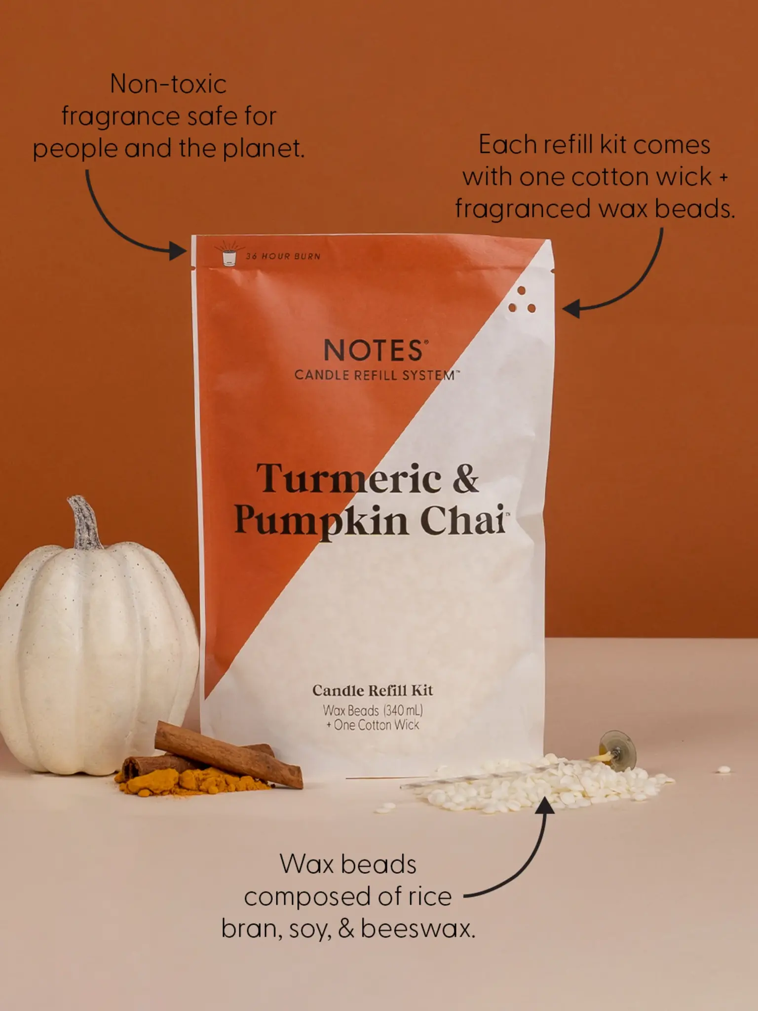 NOTES Sustainable Candle Refill Kit Turmeric & Pumpkin Chai