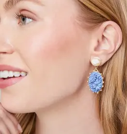 Spartina Floral Cabochon Earrings Blue