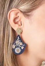 Spartina Jones Embroidered Earrings Blue