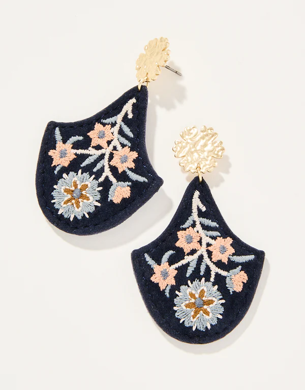 Spartina Jones Embroidered Earrings Blue