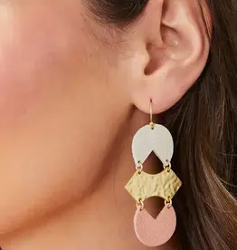 Spartina Ollie Leather Earrings Cream/Pink