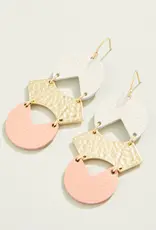 Spartina Ollie Leather Earrings Cream/Pink