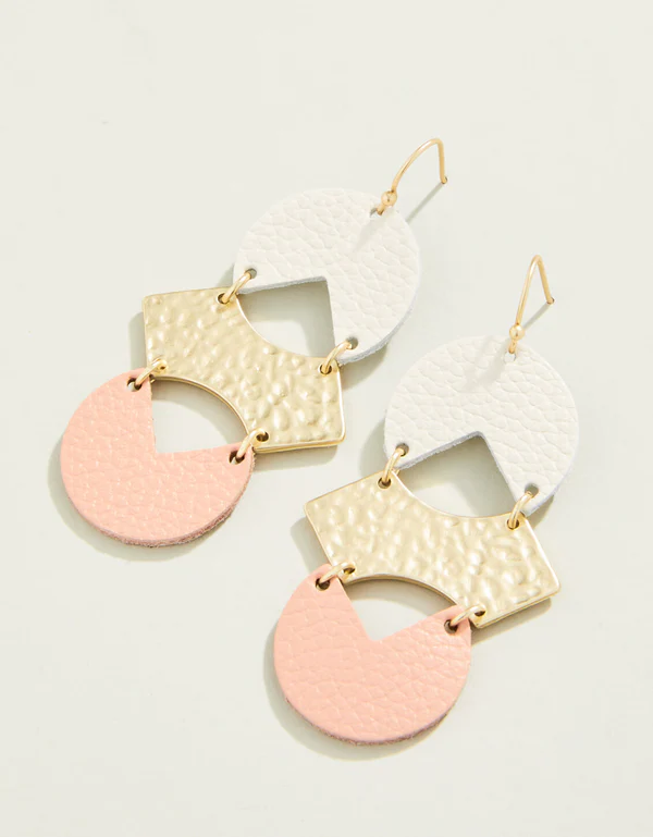 Spartina Ollie Leather Earrings Cream/Pink