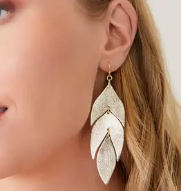 Spartina Leaf Leather Earrings Gold