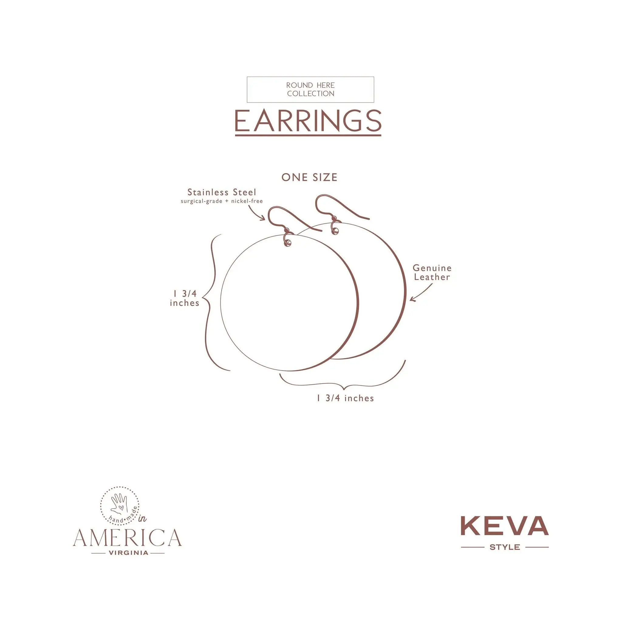 Keva Style Live Out Loud Round Leather Earrings