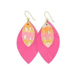 Keva Style Sunset Waves with Pink Layered Earrings