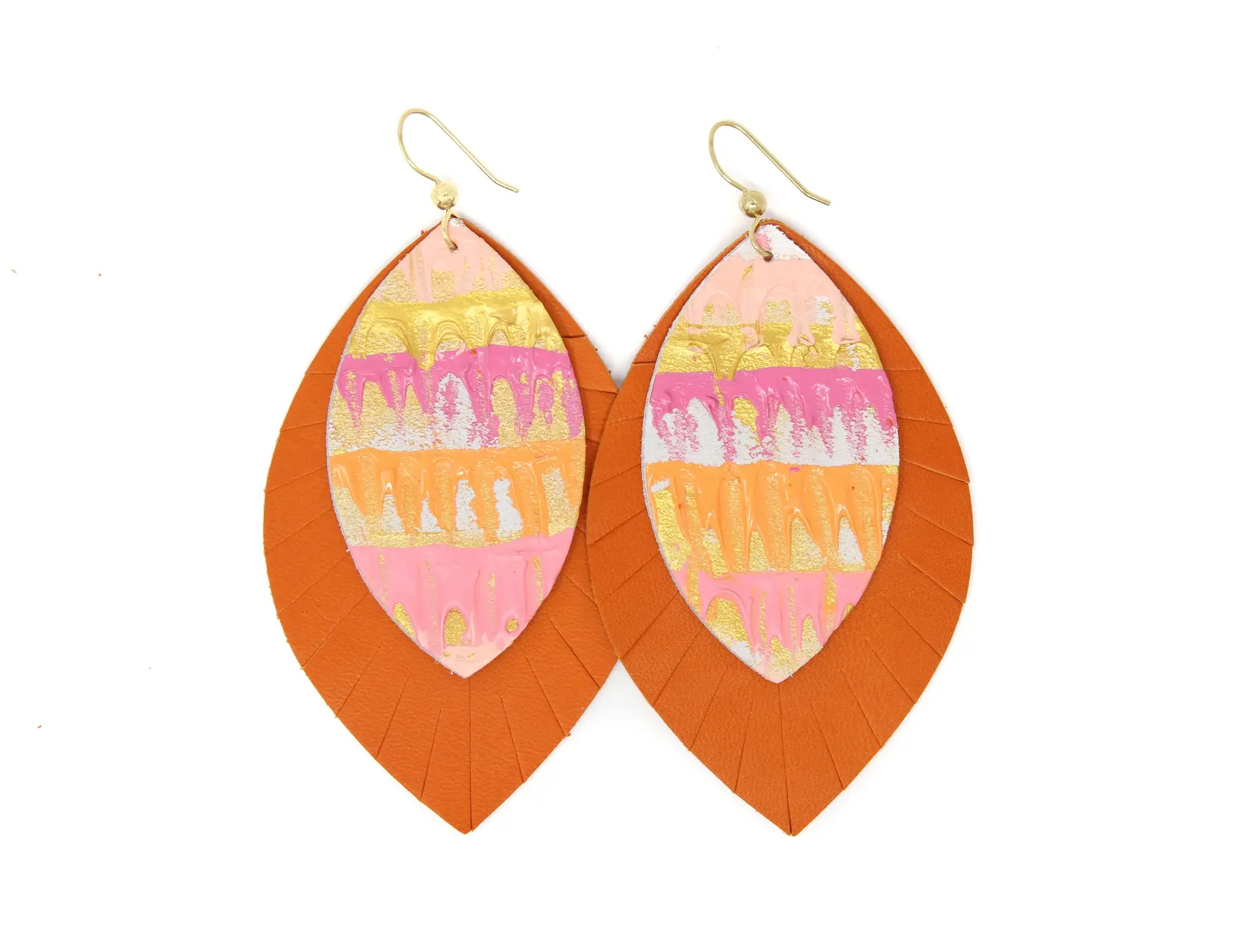 Keva Style Sunset Waves with Orange Layered Earrings