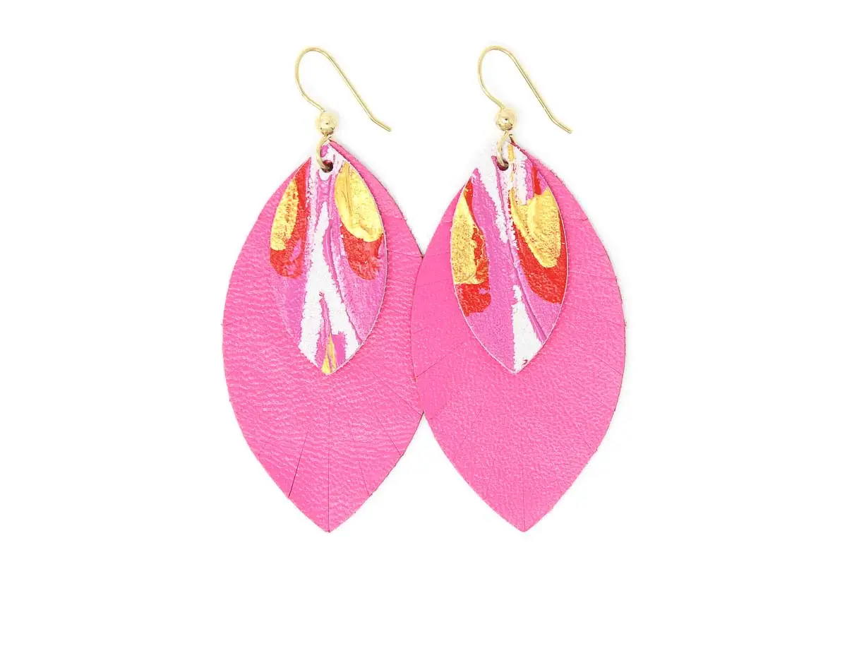 Keva Style Spread Your Wings with Pink Layered Earrings