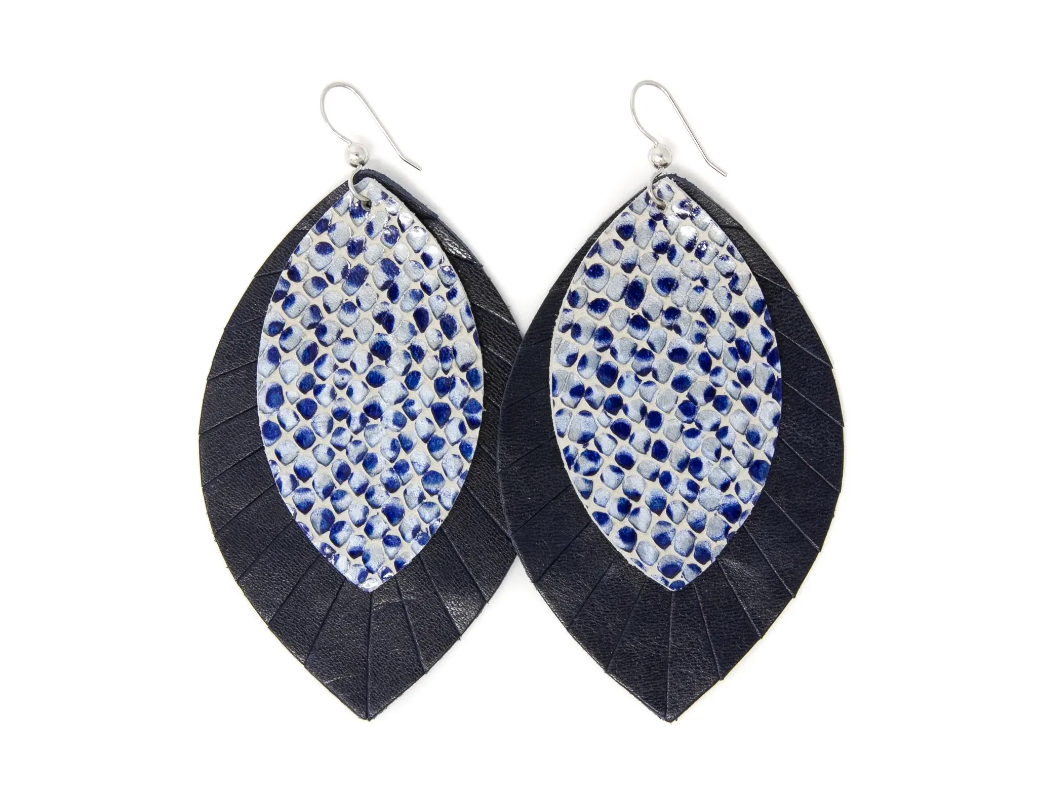 Keva Style Blue Pearl with Navy Layered Earrings