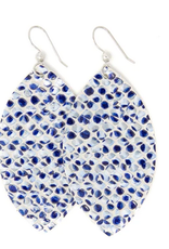 Keva Style Blue Pearl Leather Earrings