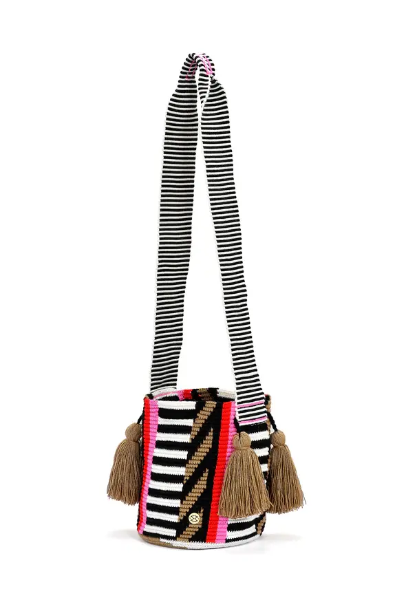 Mochila Geo Zebra Pink Hand Woven Bag