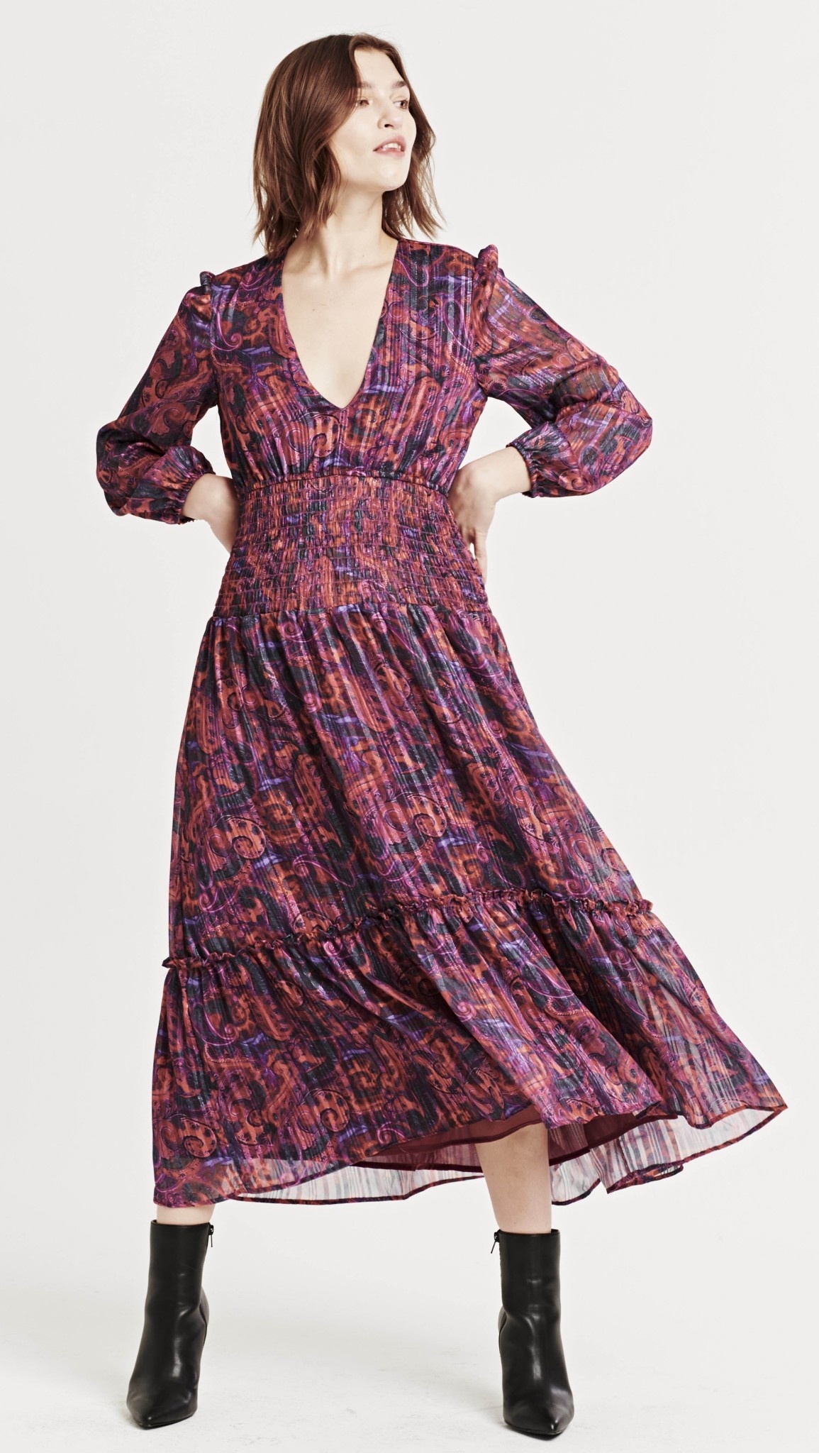 Dear John Amellia Dress Plum Paisley