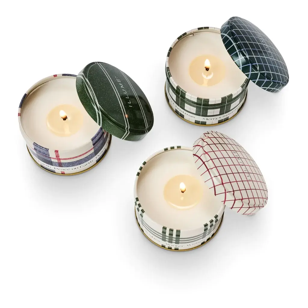 Illume Balsam & Cedar Noble Holiday Candle Tin Trio Gift Set