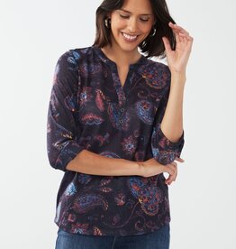 French Dressing Tab-Up Henley Top Paisley