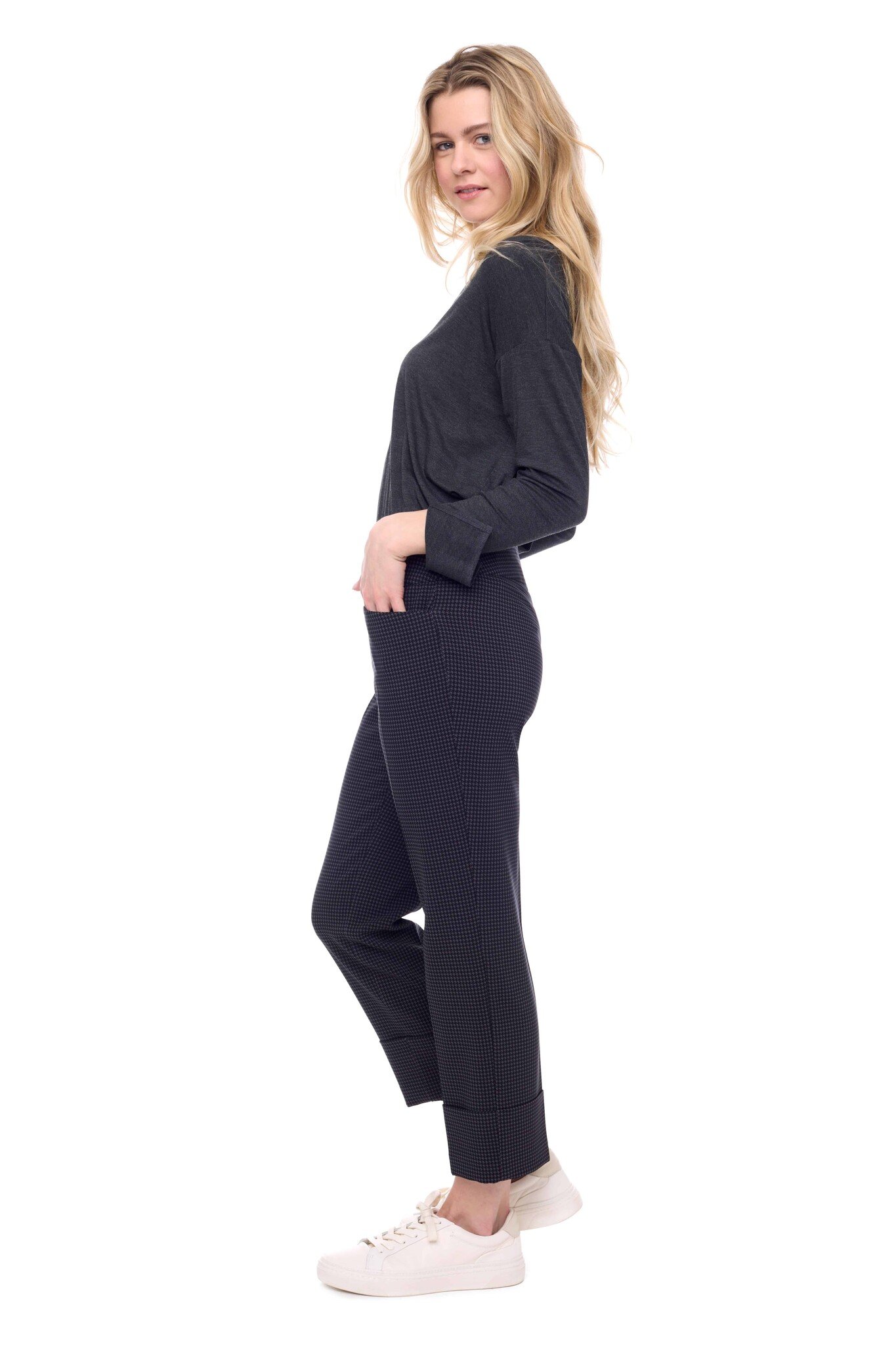 Up Pincheck Cuffed Crop Pant