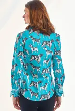 Dizzy Lizzie Rome Shirt Turquoise w/ Dogs