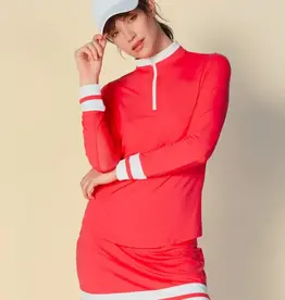 G Lifestyle Quarter Zip Top Coral