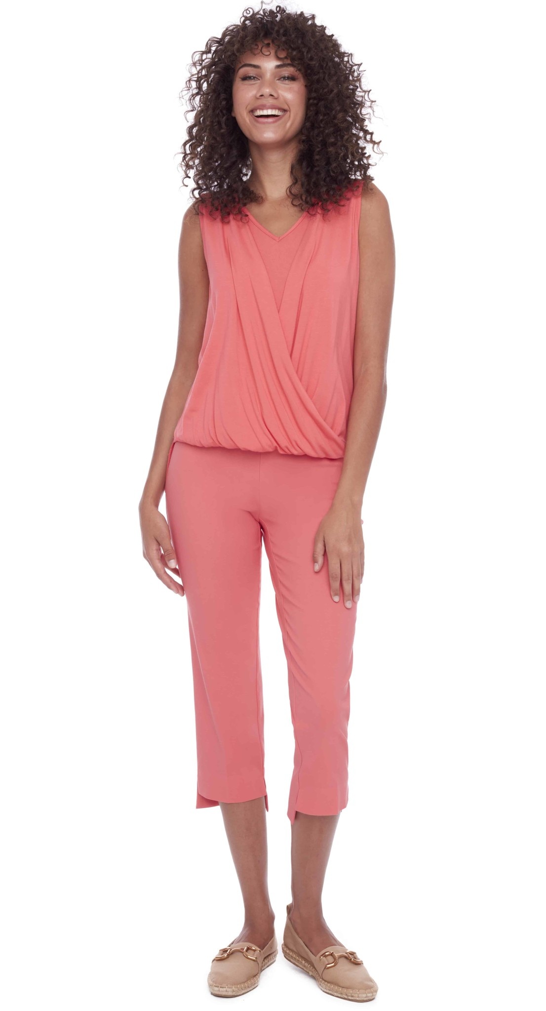 Up Hi Lo Crop Pant Coral