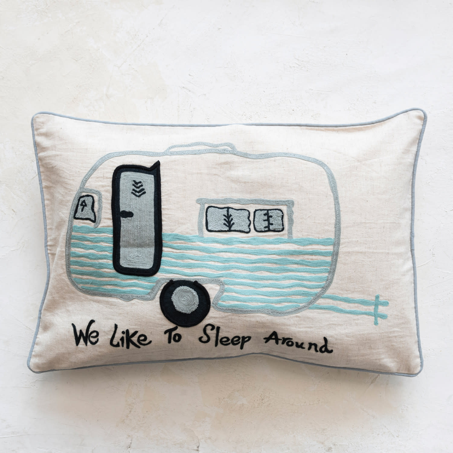 16"L x 24"H Pillow  w/ Embroidered Camper