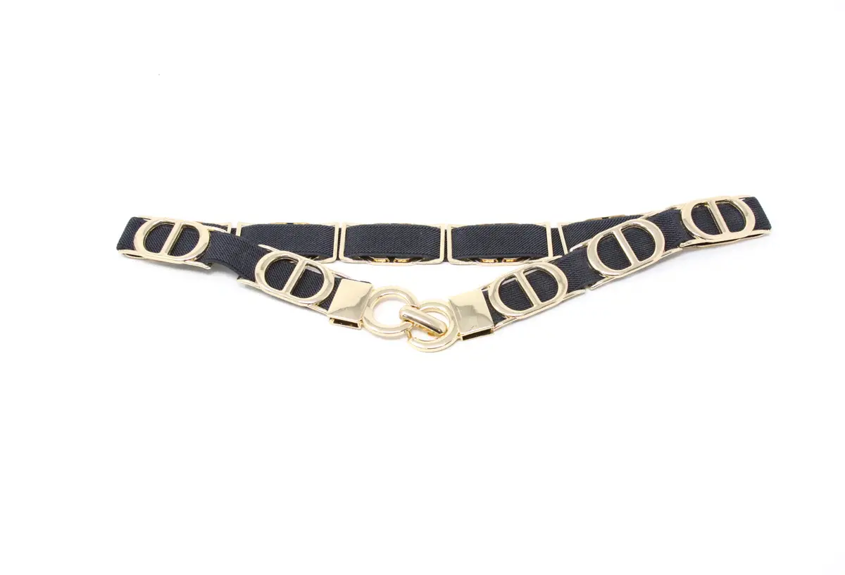 German Fuentes One Size Stretch Belt w/ Gold Circles