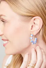 Spartina Annabelle Beaded Hoop Earrings Blue Flowers