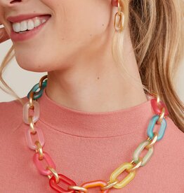 Zenzii Multi Color Resin Links Collar Necklace