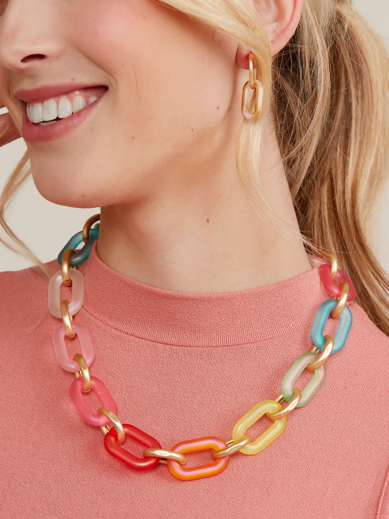 Zenzii Multi Color Resin Links Collar Necklace