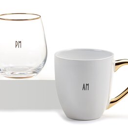 Gift Craft AM & PM Mug & Glass Set