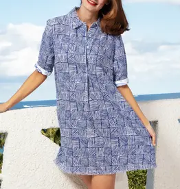 Dizzy Lizzie Chatham Dress Criss Cross Boxes Navy