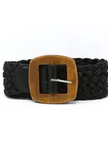 German Fuentes Stretch Belt w/ Wood Buckle