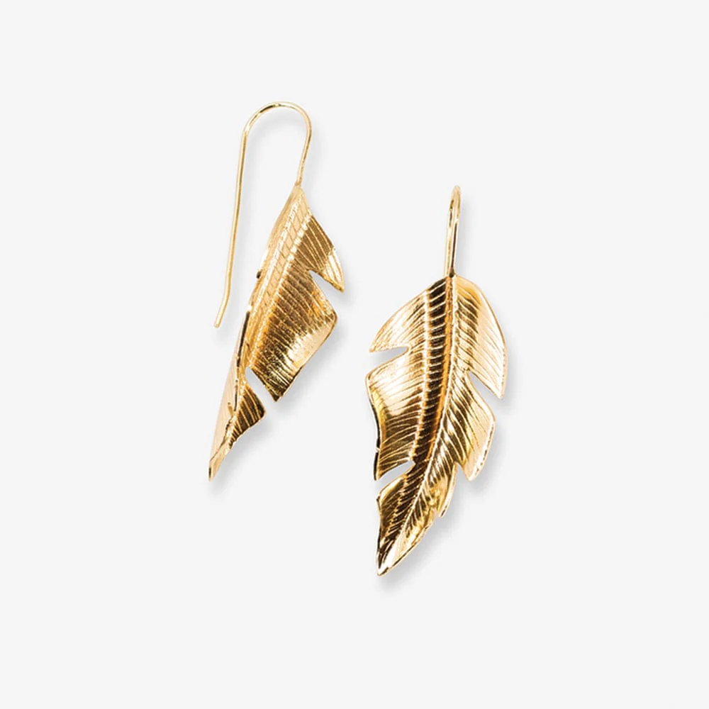 Ink + Alloy Marta Banana Leaf Earrings Brass