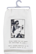 Trash Talk by Annie Woman Has One Challenge In Life Dish Towel