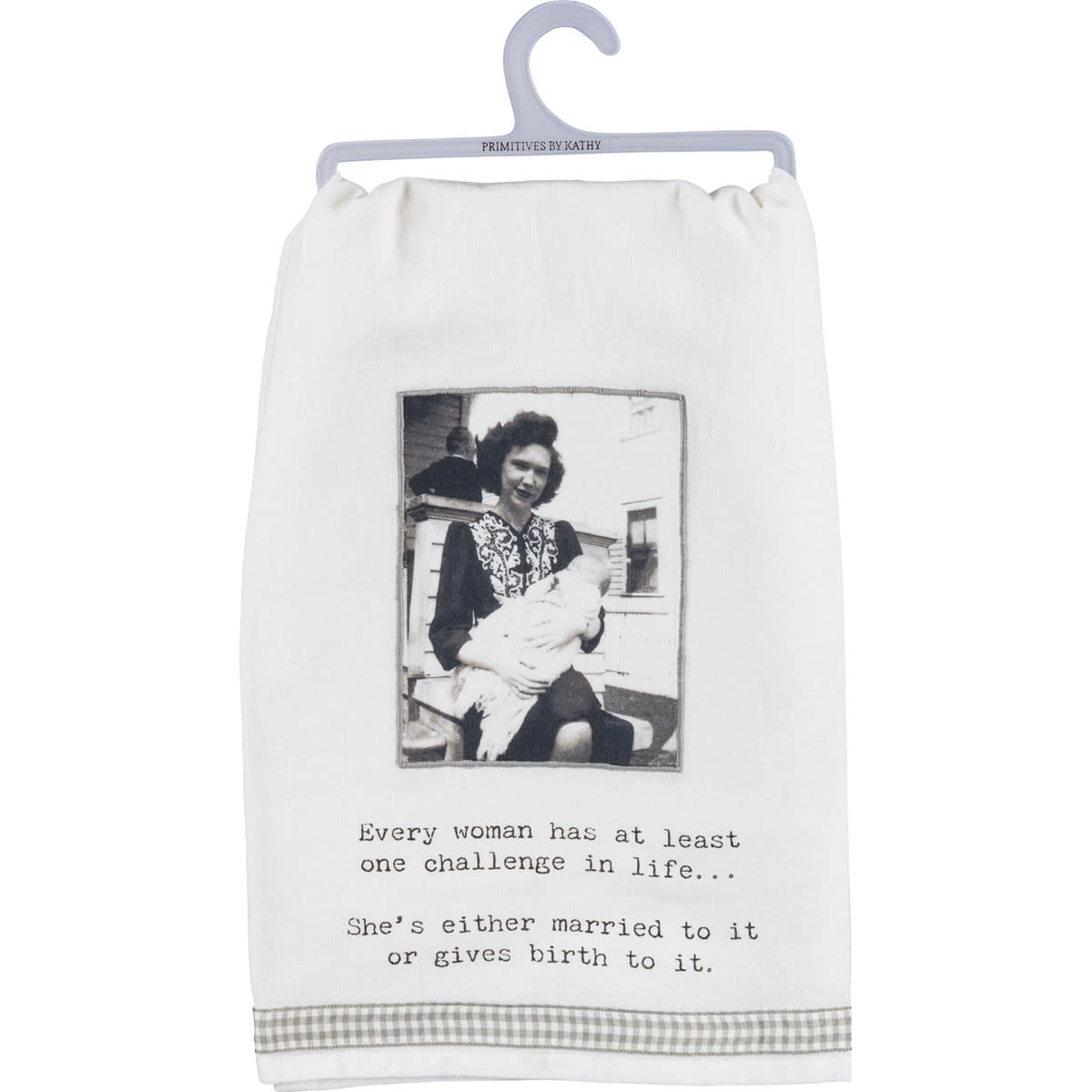 Trash Talk by Annie Woman Has One Challenge In Life Dish Towel