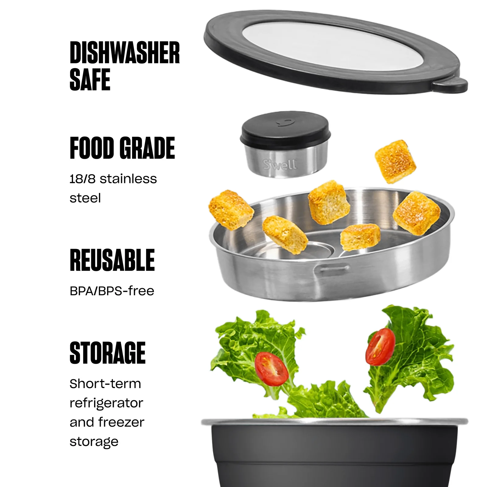 S'well Salad Bowl Kit Onyx
