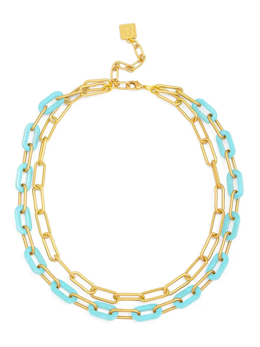 Zenzii Marbled Resin Link Necklace
