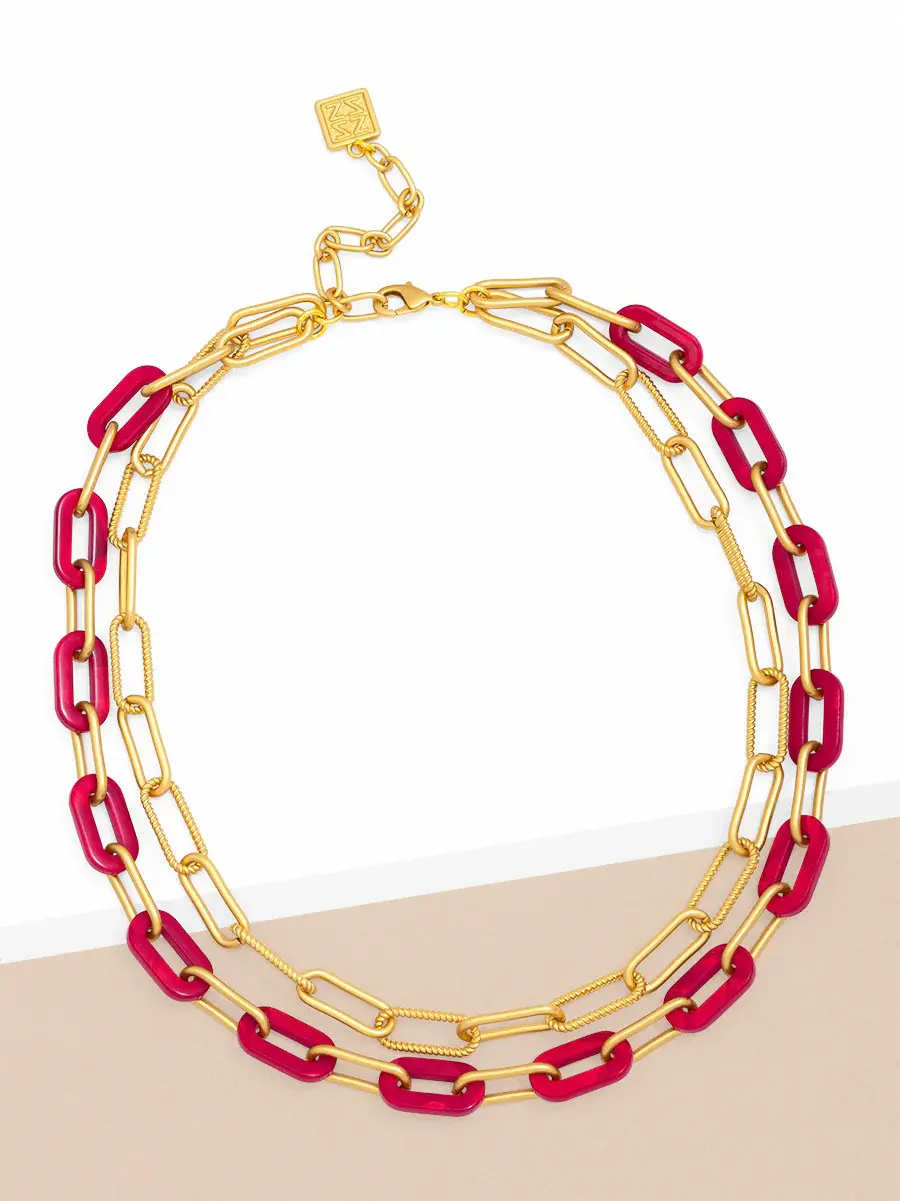 Zenzii Marbled Resin Link Necklace