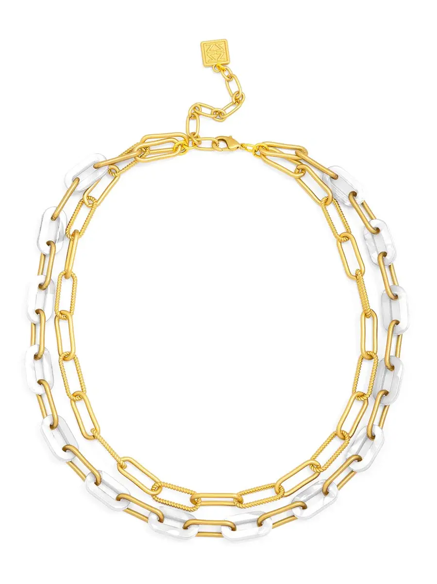 Zenzii Marbled Resin Link Necklace