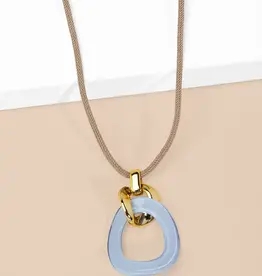 Zenzii Curved Oval Pendant Long Necklace