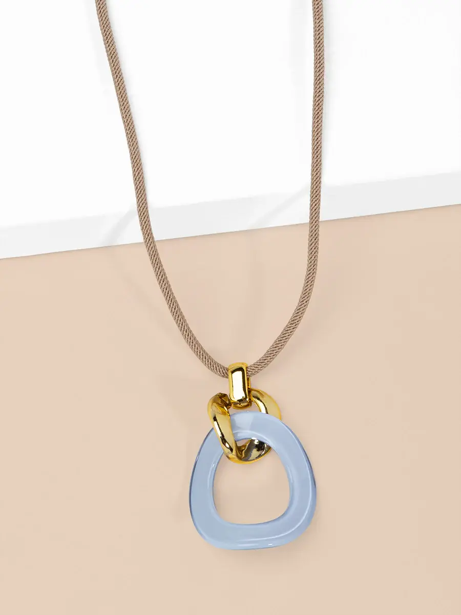 Zenzii Curved Oval Pendant Long Necklace