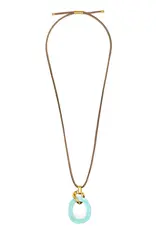 Zenzii Curved Oval Pendant Long Necklace