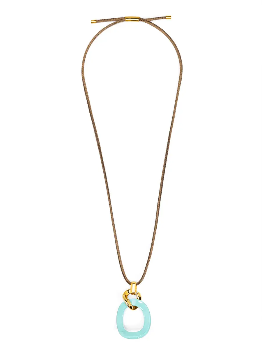Zenzii Curved Oval Pendant Long Necklace