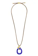 Zenzii Curved Oval Pendant Long Necklace