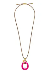 Zenzii Curved Oval Pendant Long Necklace