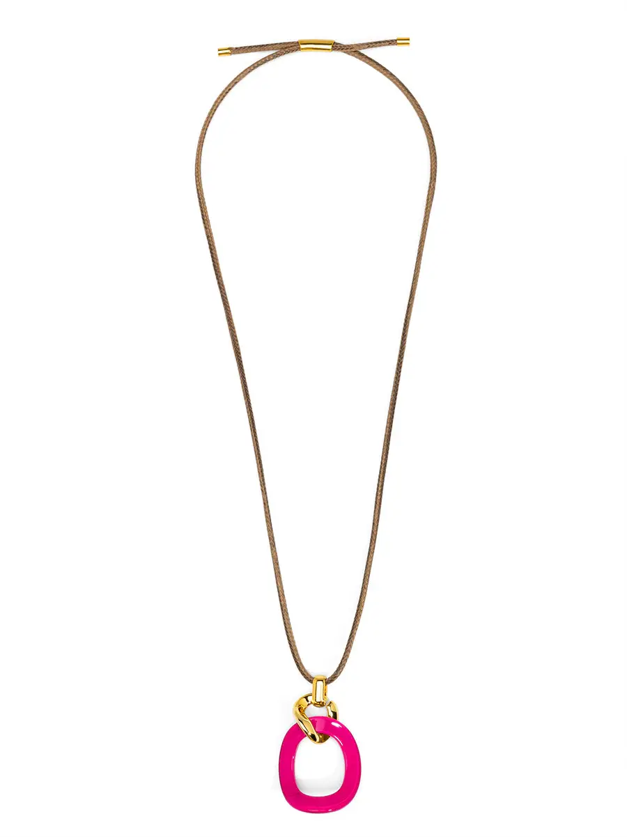 Zenzii Curved Oval Pendant Long Necklace